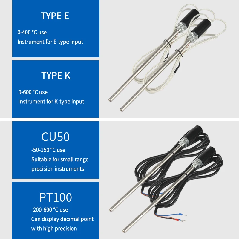 1M 2M 3M Wire Thermocouple Sensor 0~600 Degree Celsius K type Thermocouple Temperature Sensor 100mm 200mm Probe Measurement Tool