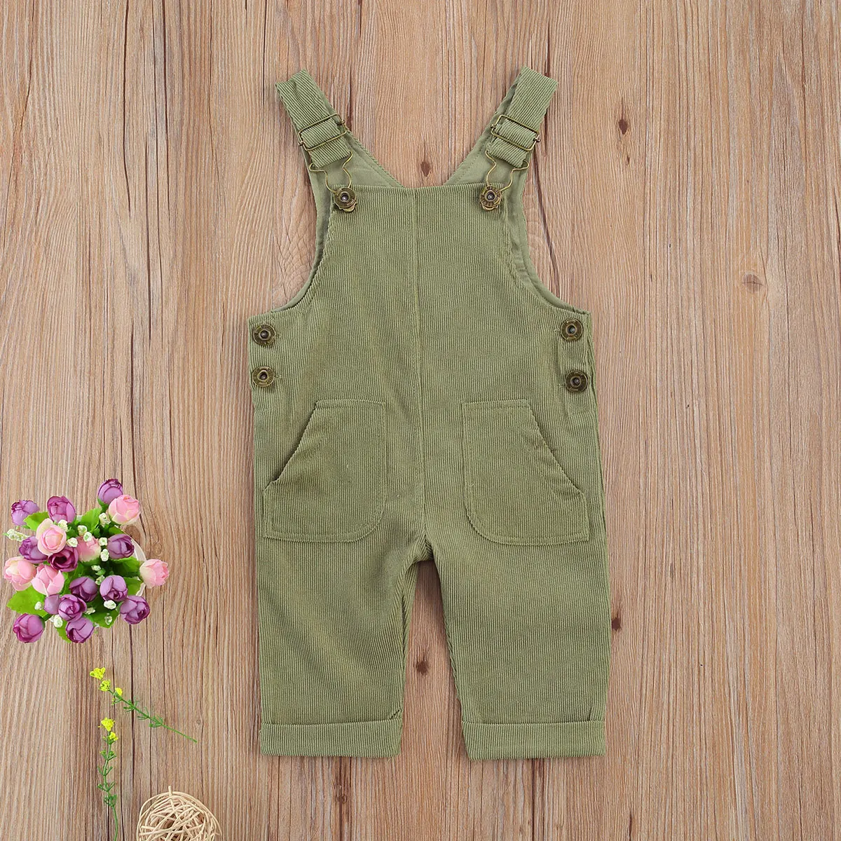 Toddler Baby Kids Boys Girls Overalls Autumn Newborn Baby Girls Corduroy Pocket Romper Jumpsuits Casual Bib Pants One-Pieces