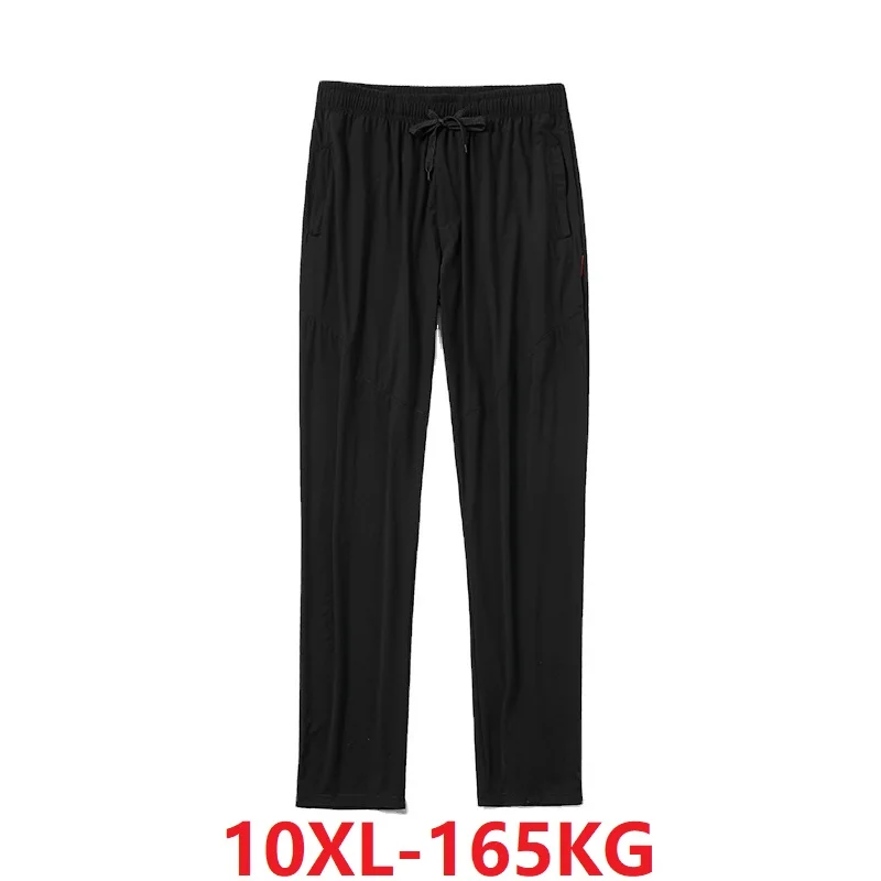 

summer spring men thin Ice silk Quick dry pants high street elasticity plus size 7XL 8XL 9XL 10XL loose oversize pencil pants 70