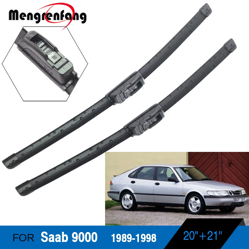 For Saab 9000 Car Front Windscreen Wiper Blades Soft Rubber Wiper J Hook Arms 1989 1990 1991 1992 1993 1994 1995 1996 1997 1998