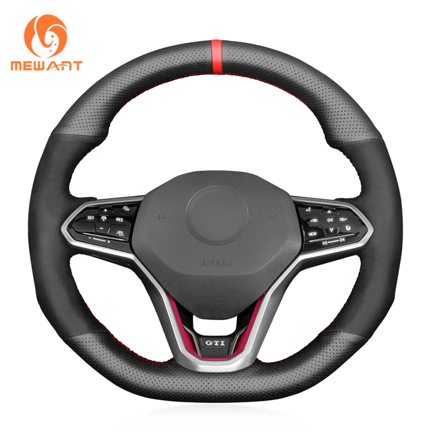 

MEWANT Black Steering Wheel Covers for Volkswagen VW Golf 8 R GTI GTD GTE Arteon Tiguan R-Line MK4 Car Interior Accsesories