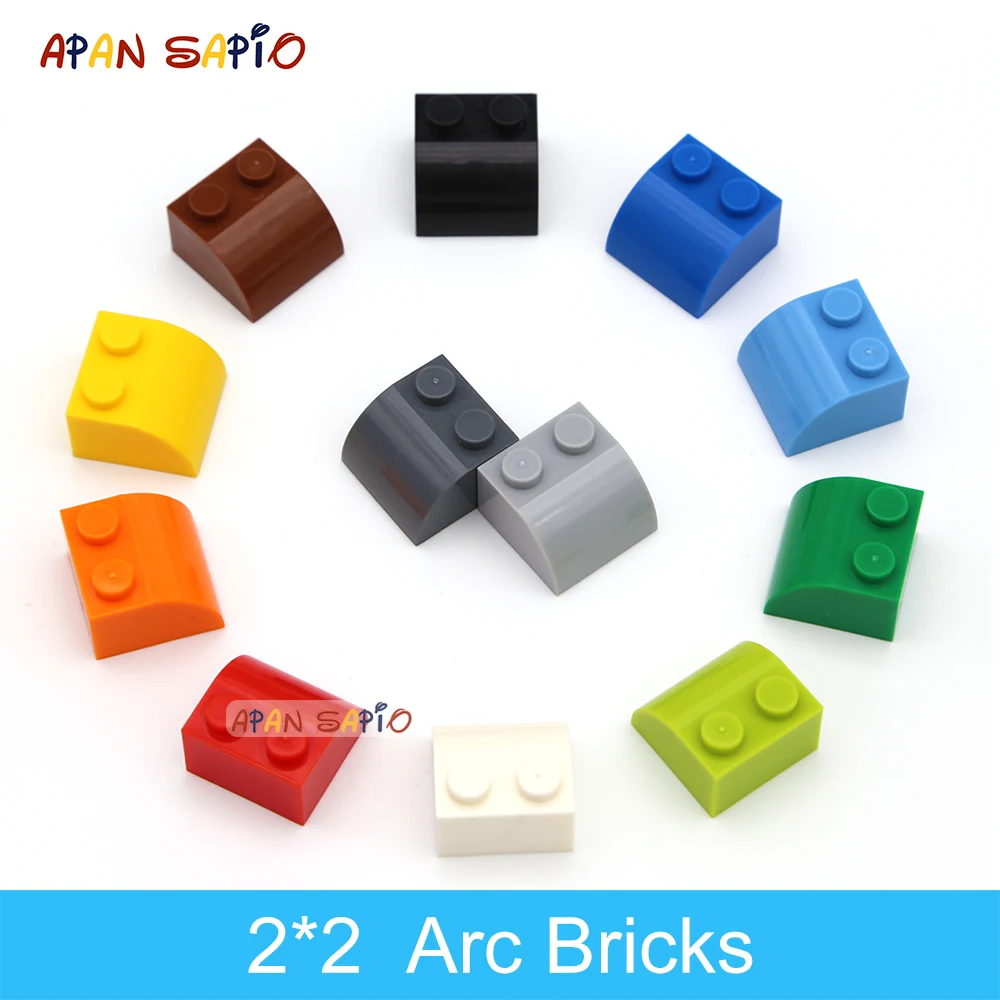 50pcs DIY Building Blocks Thick Figures Bricks Arc 2x2 12Color Educational Creative Size Compatible With Toys for Children