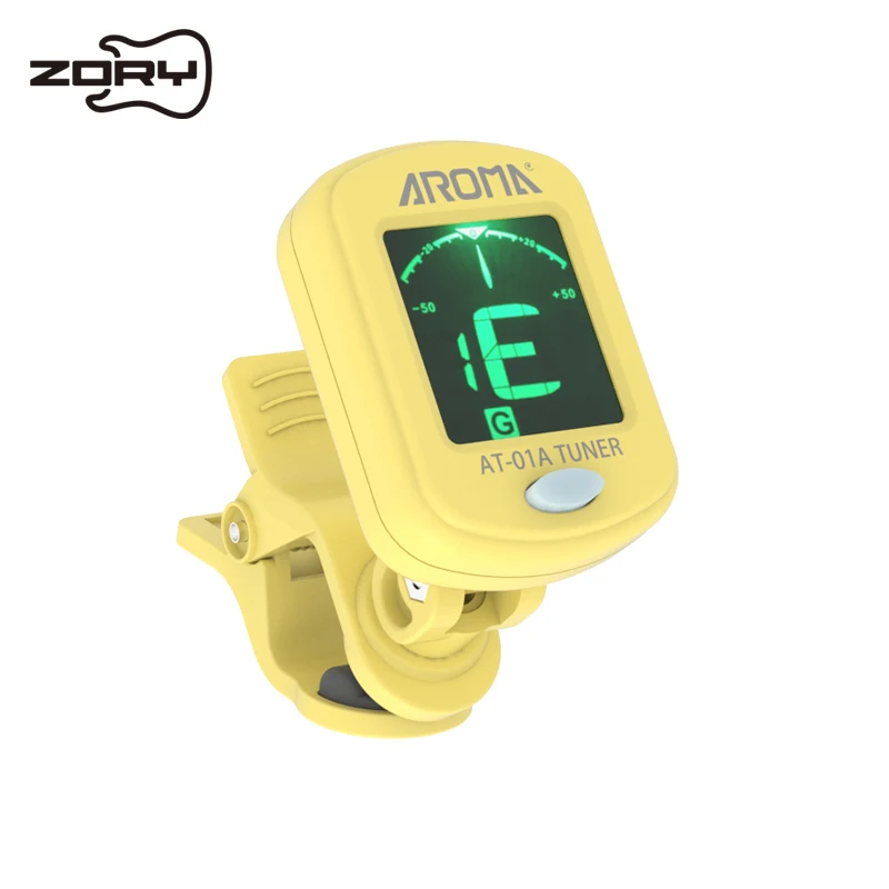 AROMA Colorful AT-01A Guitar Tuner Rotatable Clip-on Tuner LCD Display for Acoustic Guitar Bass Ukulele Guitar Accessories