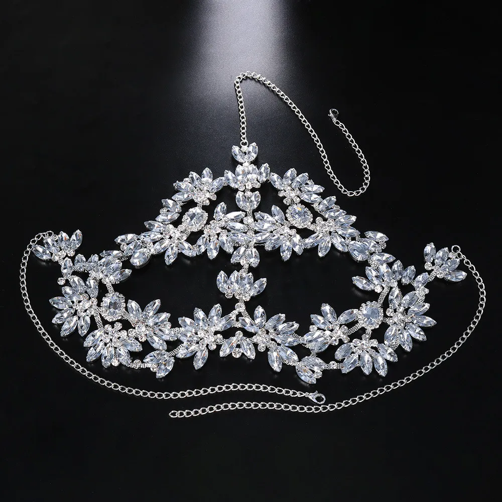 Mysterious Rhinestone Masquerade Mask Decoration Cover Face Eyes Mask Jewelry for Women Gorgeous Crystal Mask Head Jewelry Gift