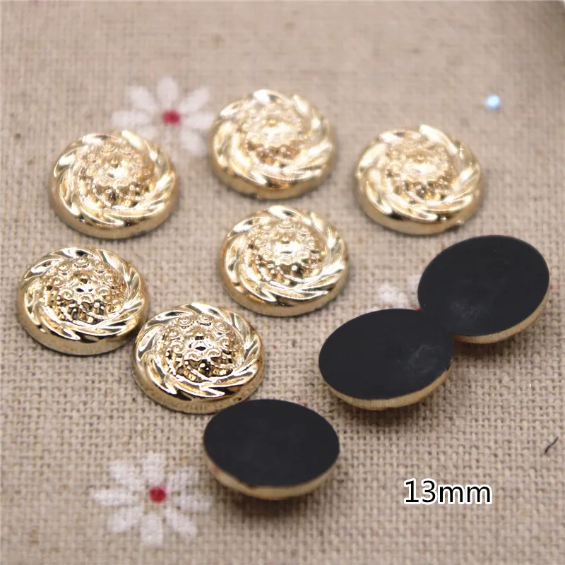 50 pçs 13mm cor dourada flor plana botão traseiro bonito casa jardim artesanato cabochão scrapbooking acessórios de vestuário