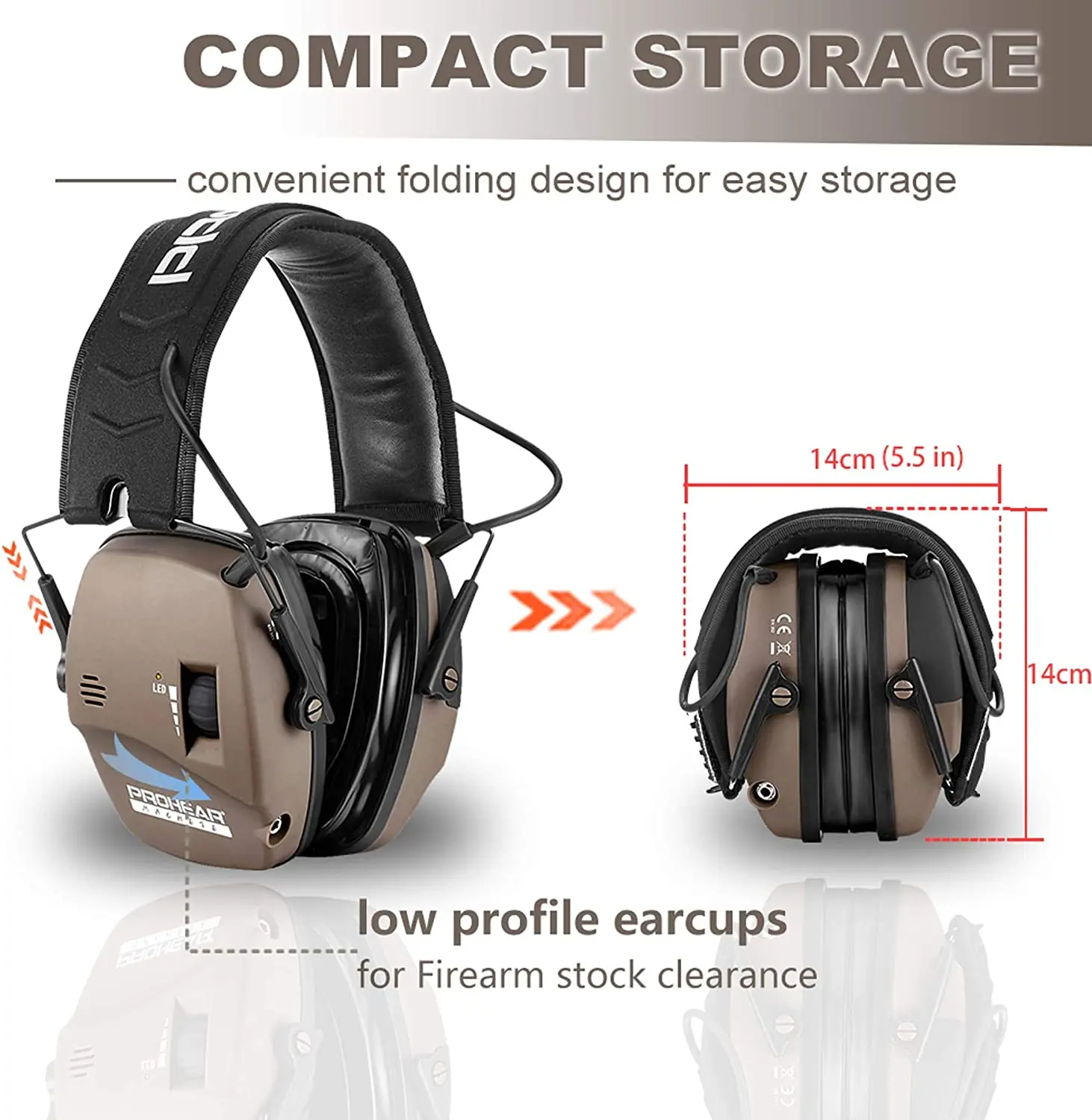 ZOHAN Electronic Shooting Ear Hearing Protection Anti-noise Earmuffs Headphones for Shooter Noise Reduction Sound Amplification