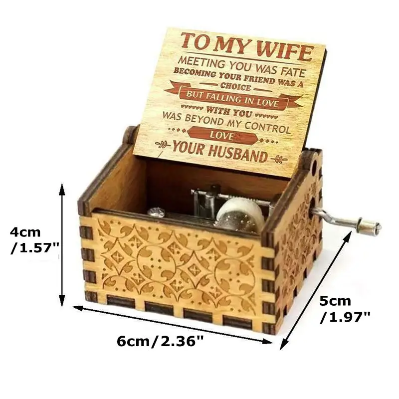 Engraved Music Box - You Are My Sunshine Wooden Retro Hand-cranked Music Box  Original Gift for Daughter ZXY9862