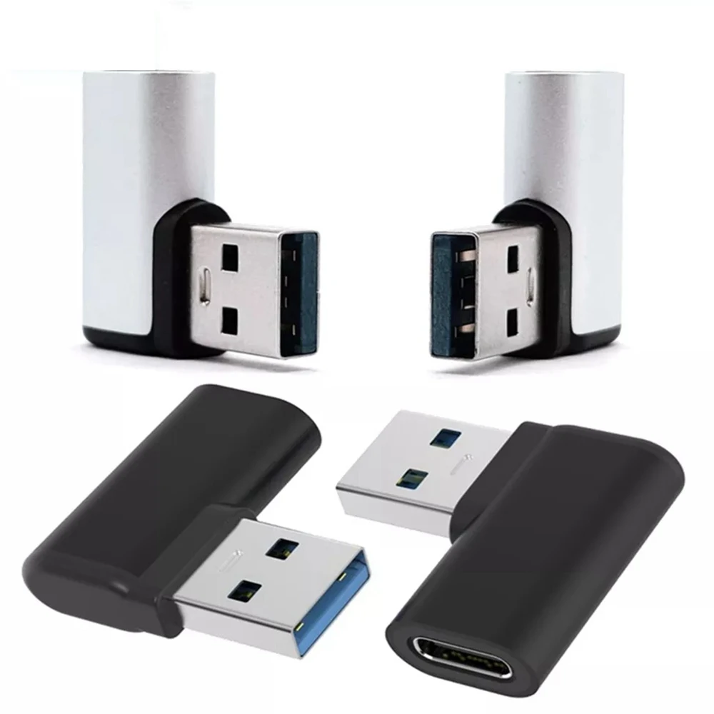 Schwarz Silber 90 grad ellenbogen USB 3,1 lade daten adapter Typ C USB-C weibliche zu 3,0 männlich