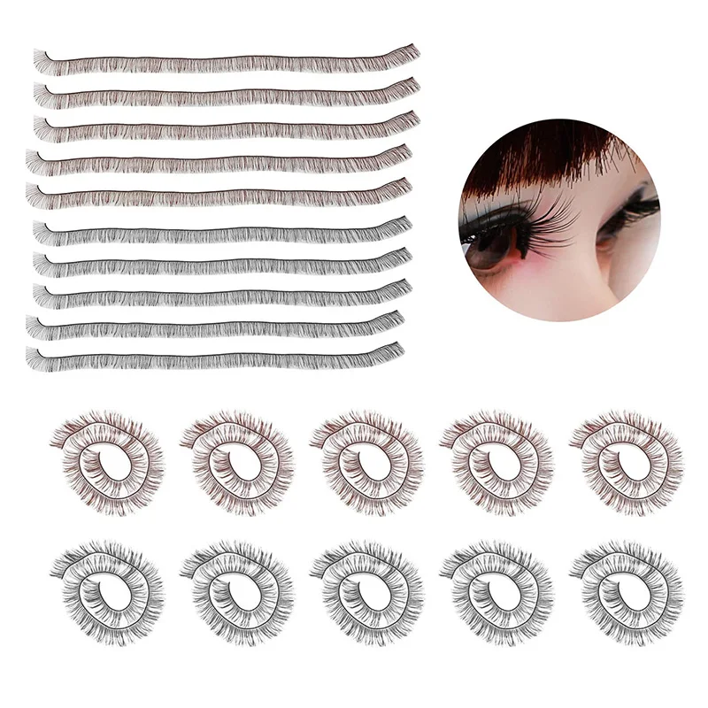 10Pcs เด็ก DIY ตุ๊กตา False Eyelashes Eye Lash ตุ๊กตาอุปกรณ์เสริมสีดำสีน้ำตาลเด็กของเล่นตกแต่งสำหรับ BJD ตุ๊กตาถักตุ๊กตา