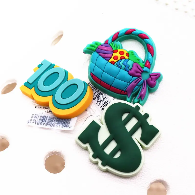 Original Dinosaur Eggs Shoe Accessories Charms 100 Dollar Sign PVC Shoe Buckle Decoration for Kids X-mas Party Gifts