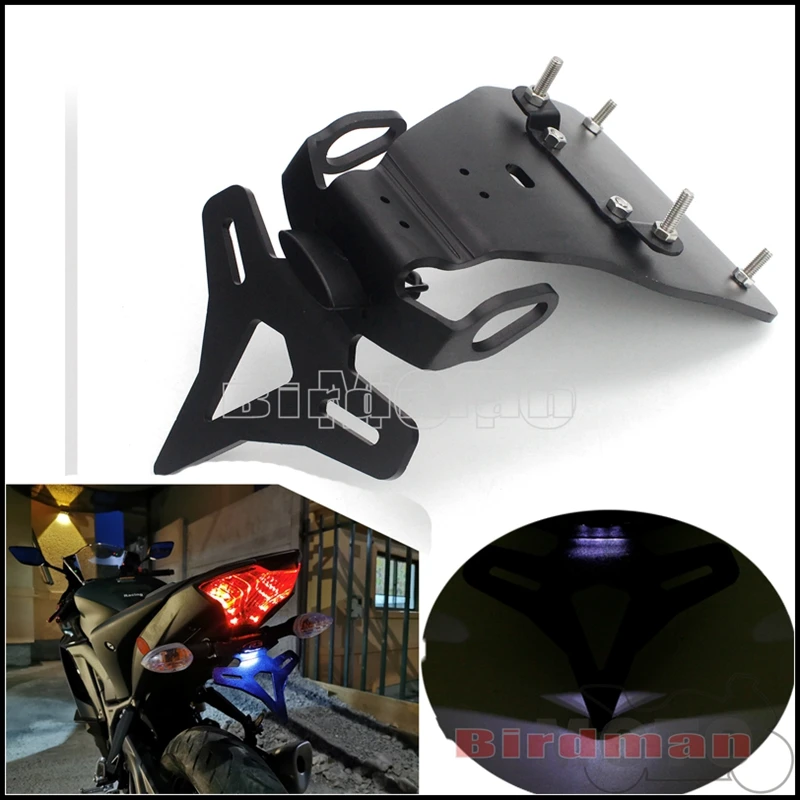 Motorcycle Accessories License Plate Holder Bracket Kit For Yamaha YZF-R3 MT-03 2015-2019 LED Light Tail Tidy Fender Eliminator