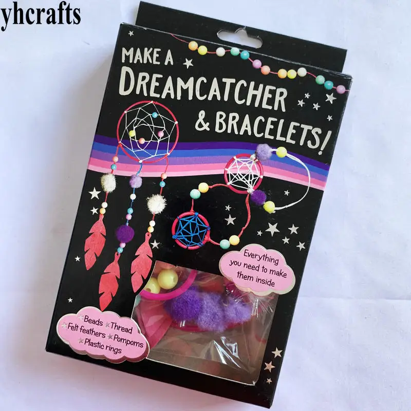 

1PC/LOT.Make a dreamcatcher bracelets Beads Thread felt feathers pompoms plastic rings DIY crafts Early educational toys Cheap