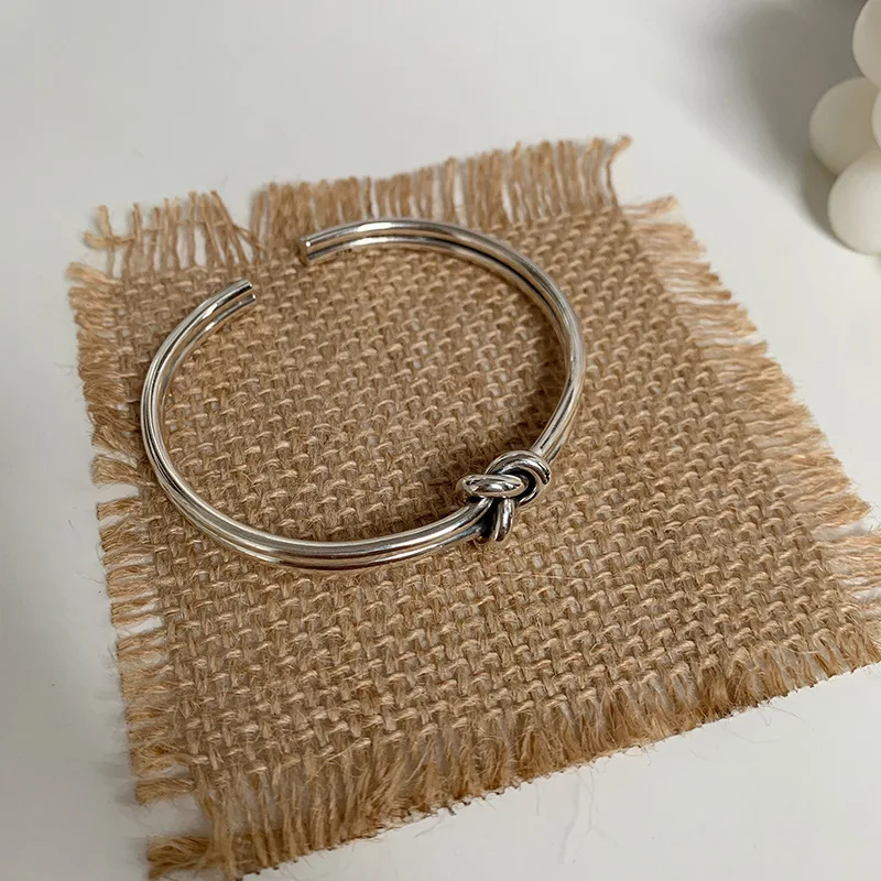 Brazalete de plata de ley 100% 925 para mujer, joyería Original con diseño de nudo, venta al por mayor, regalo de cumpleaños, barato