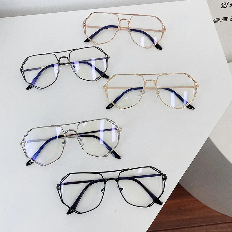 VWKTUUN Anti Blue Light Glasses Oversized Twin Beams Glasses Frames Women Men Optical Metal Frame Prescription Glasses