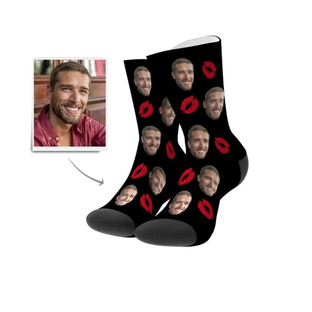 CUSTOM KISSING FACE SOCKS boyfriend birthday Valentine's gift, custom husband head socks wedding Keepsake christmas present gift