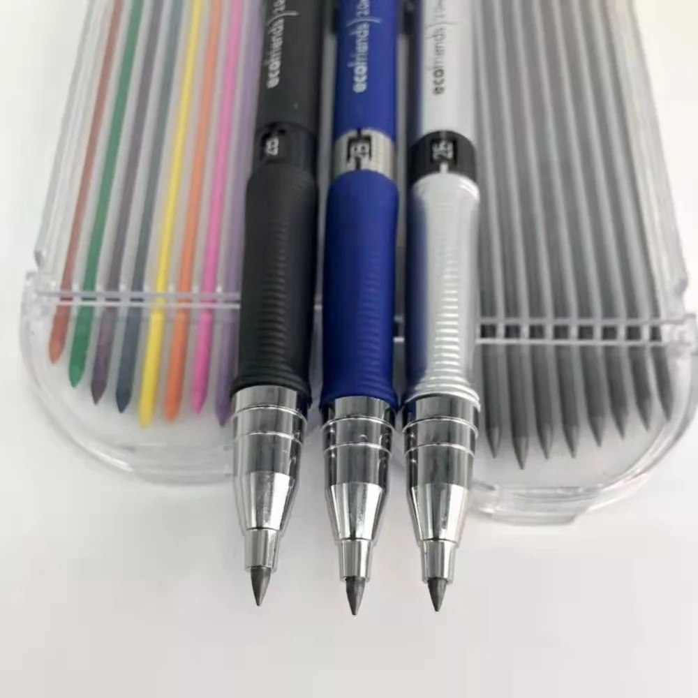 2.0mm Mechanical Pencil Set 2B Automatic Pencils With Color/Black Lead Refills Draft Drawing Writing Crafting Art Sketch