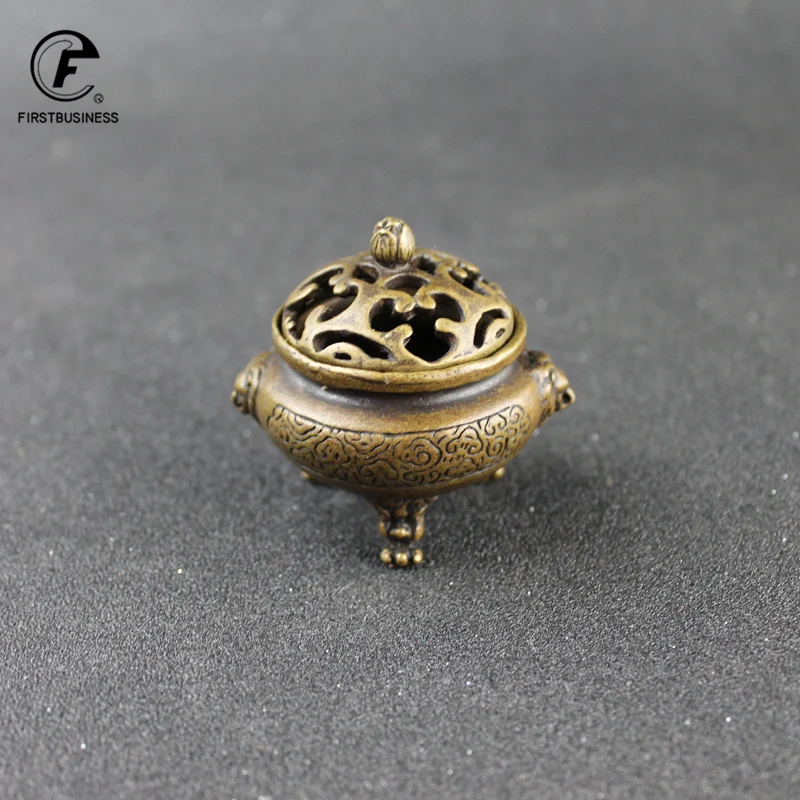 FASHION STYLE Censer Burner Hollowing out Cover Chinese God beast Hotel Yoga Sleep retro copper Classic Buddhist Relax Antique