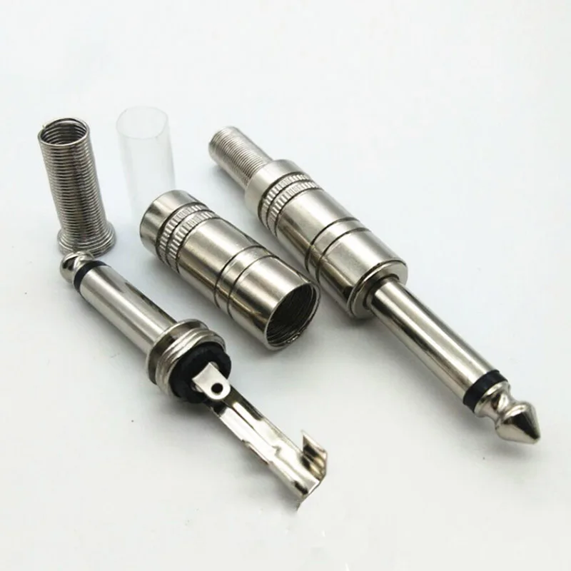2 pcs 6.5mm Pole mono Metal Plug Connector6.35 Plug & Jack Adapter With Soldering Wire Terminals 6.5mm mono Plug Audio