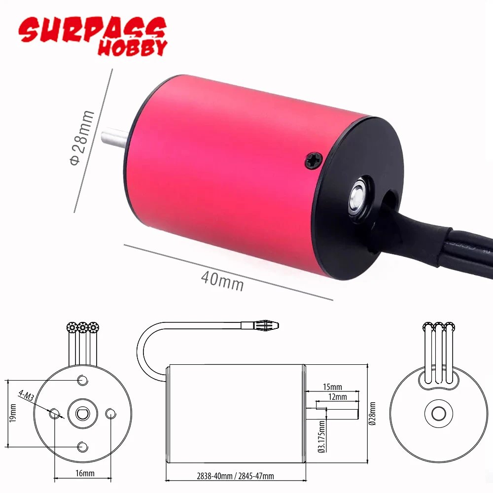 Surpass Hobby wodoodporny 2845 2600/2800/3100KV bezszczotkowy silnik i 35A ESC S0600P 6KG serwomechanizm cyfrowy do HSP 1/12 RC Car Truck