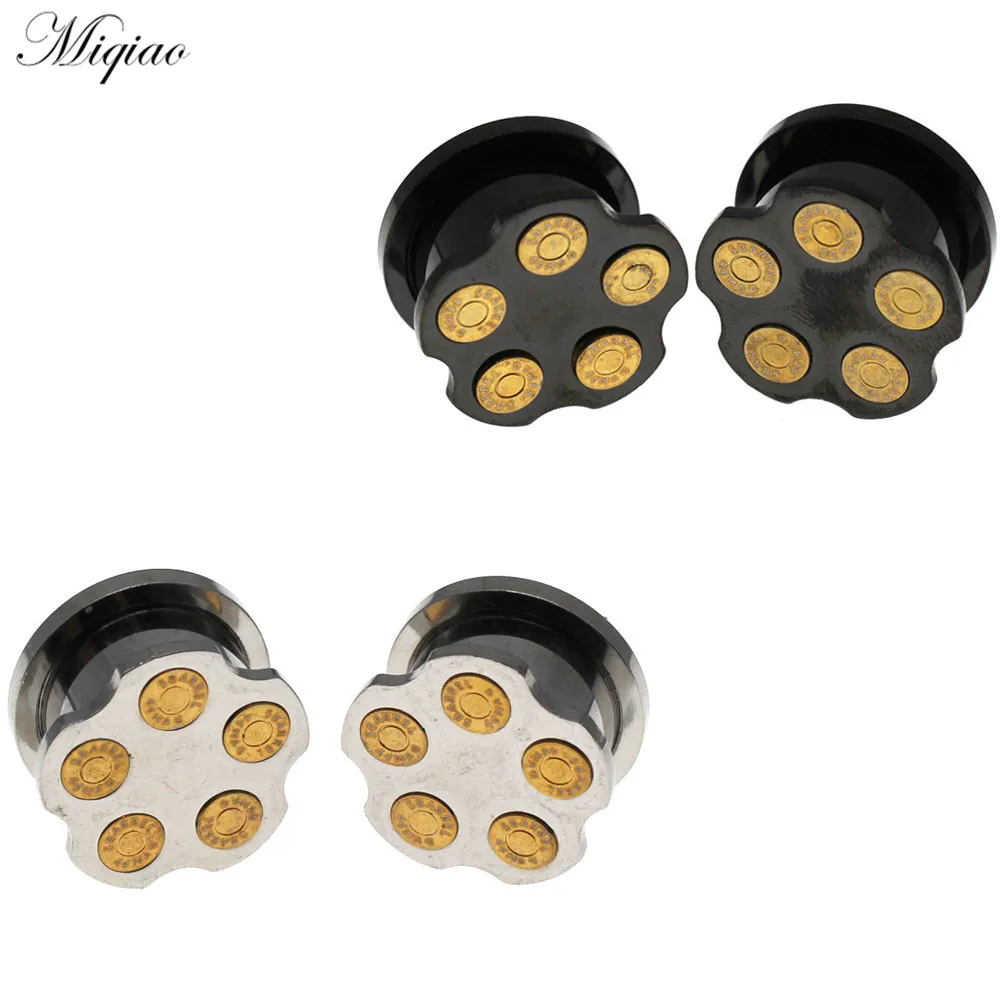 

Miqiao 2pcs Hot New Product Stainless Steel Bullet-shaped Pulley Ear Expander 6mm-16mm Exquisite Human Body Piercing Jewelry