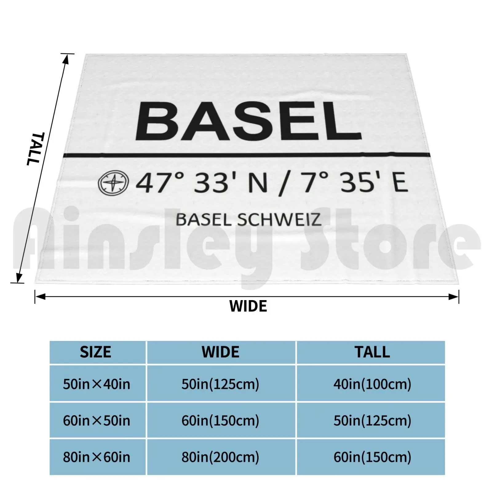 Basel Coordinates Blanket Fashion Custom Basel Coordinates Basel I Love Basel Basel Landmark Basel Artwork