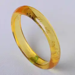 Natural Yellow Citrine Quartz Crystal Carved 12 Zodiac Animals Women Bangle 53mm 54mm 55mm 56mm 57mm 58mm 59mm 60mm 61mm AAAA