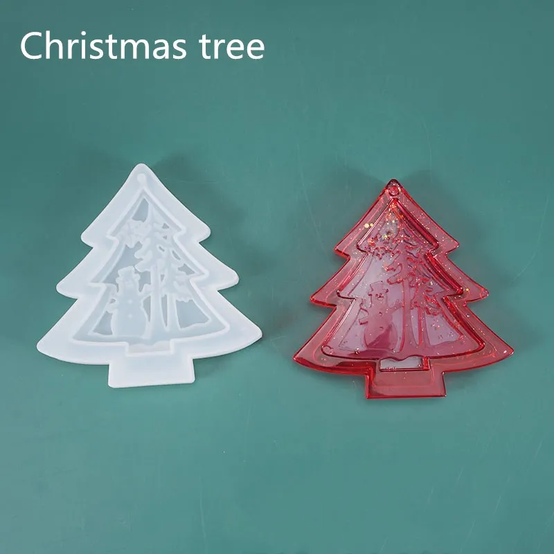 2024 New Year Christmas Tree Transparent Epoxy Resin Christmas Bauble Mold Christmas Decoration Silicone Molds for Crafts 3d