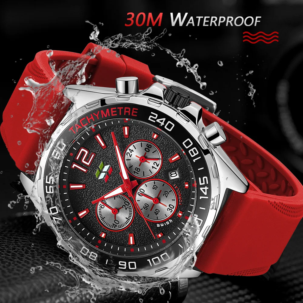 SWISH Design Sports Watches Men Top Brand Luxury Fashion Chronograph Quartz Wristwatch Rubber Strap Waterproof Relogio Masculino