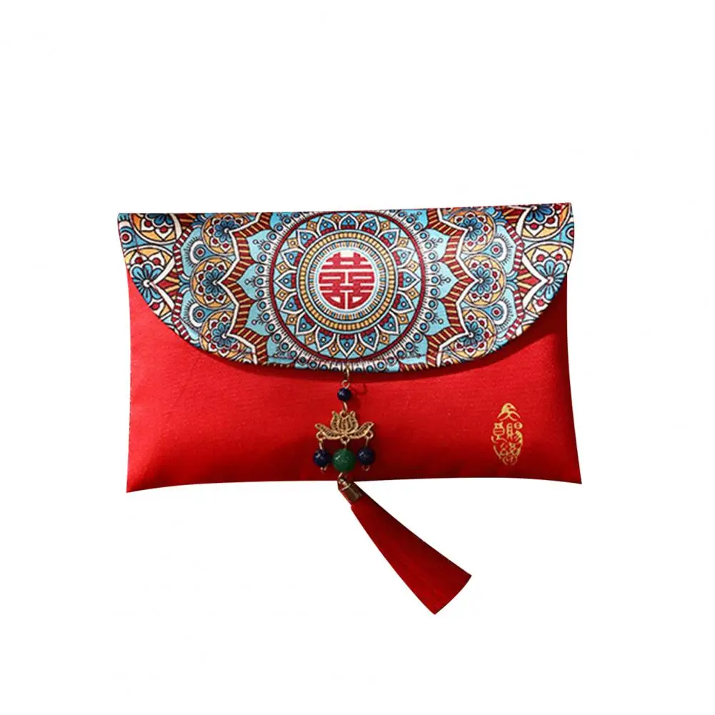 2023 HongBao Traditional Chinese Wedding invitation Card Bag Faux Silk Festive New Year Red Envelope Lucky money Bag