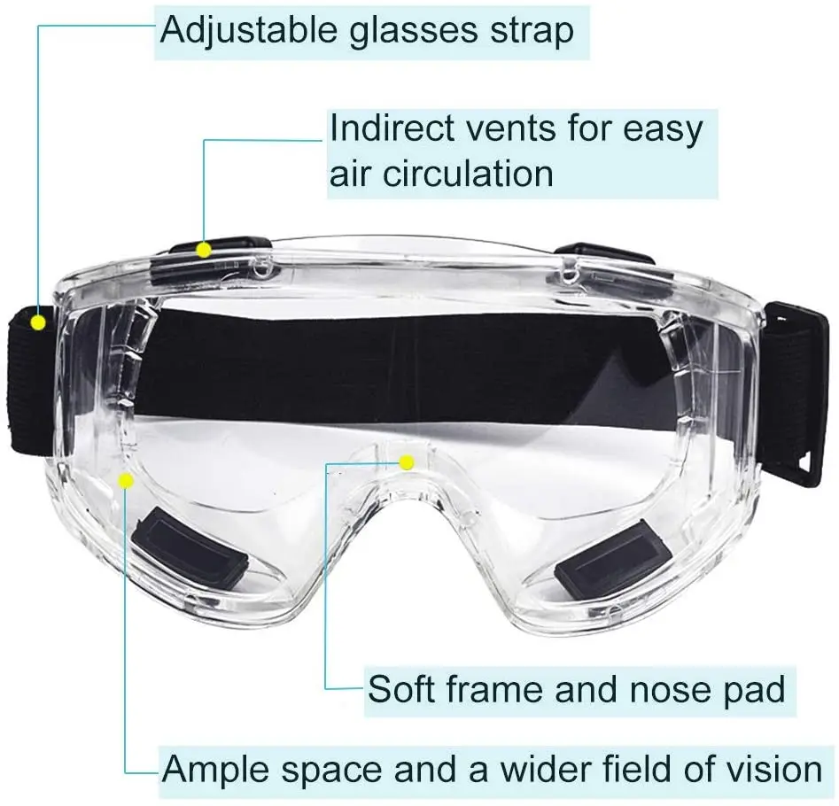 Protective Anti-Fog Anti-splash Goggle Dust-Proof Wind-Proof Work Lab Eyewear Eye Protection Safety Research Glasses Clear Lens