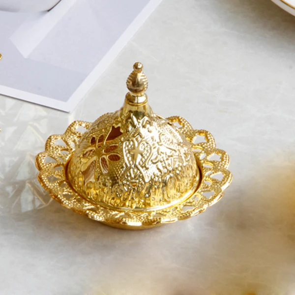 

Creative Metal Incense Burner Middle East Incense Holder Gold Arabic Cone Censer Craft Ornaments Home Decor Christmas Gift 2021