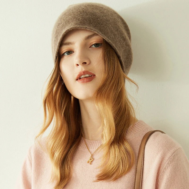 2023 New Arrival Autumn Winter Women Hats 100% Cashmere Knitted Headgears Soft Warm Fashion Hat 4 Colors High Quanlity