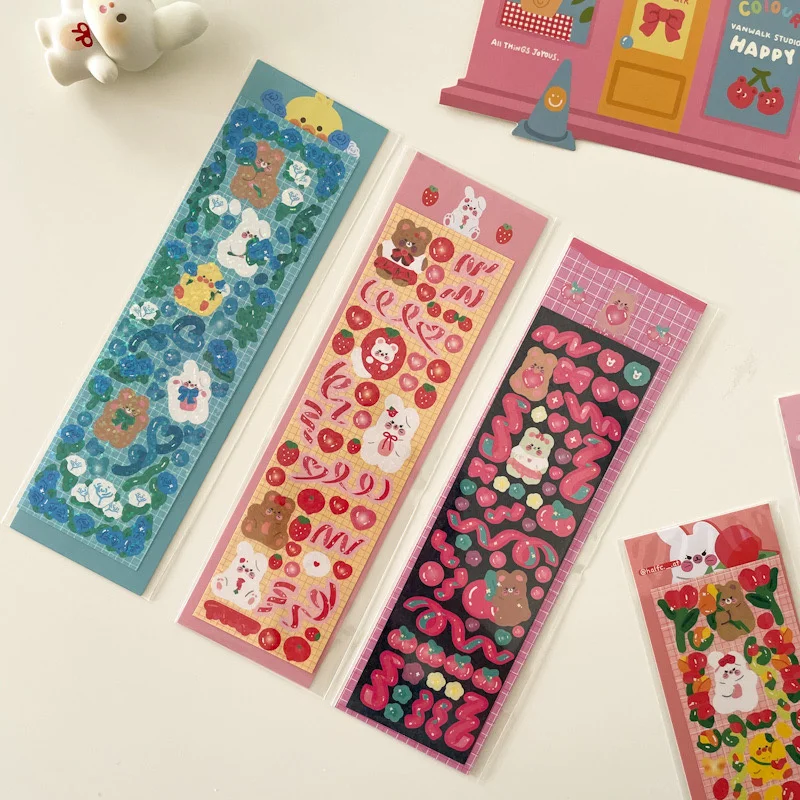 1Pc Korea Hot Laser Bling Ribbon Bunny Ribbon Stickers Scrapbook Decoration DIY Photo For Journal Diary Album Stationery Sticker