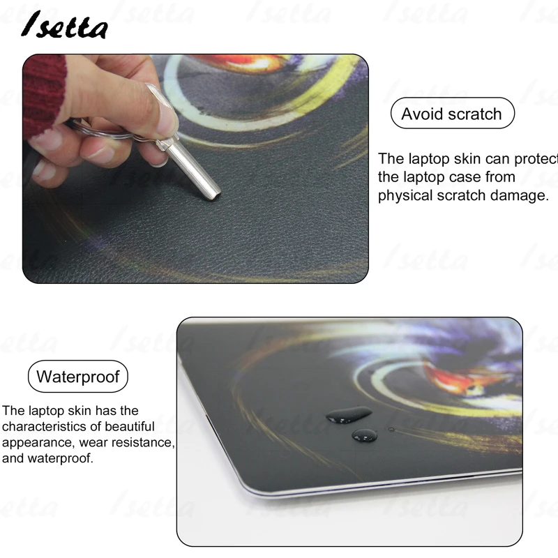 DIY Colorful Marble Dell 15.6 Inch Sticker 2 PCS Mackbook Cover Decal Picture Logo Notebook Decal HP/Lenovo/Asus