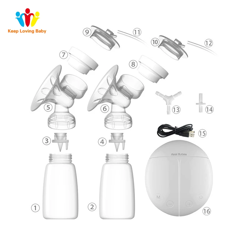 Real Bubee Double Electric Breast Pumps Powerful Nipple Suction Baby Milk Bottle Cold Heat Pad Nippl USB Electric Breast Pump