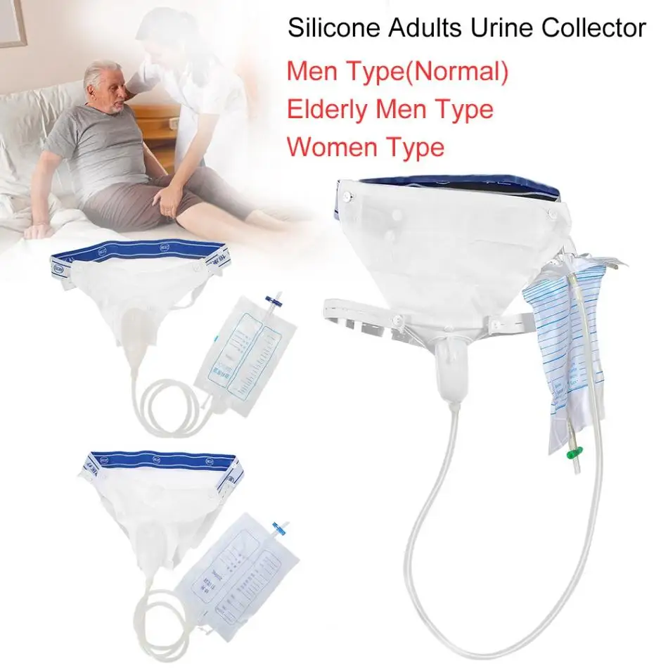 2000ml Urine collector Hypo-allergenic Silicone Adults Urinal with Urine Catheter Bags Man Woman Older Men male female Toilet