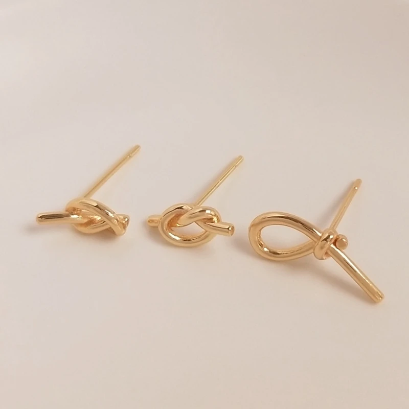 Real Gold Plated Color-Preserving 925S Ear Needles Bowknot Earrings Pins DIY Jewelry Making Findings For Women