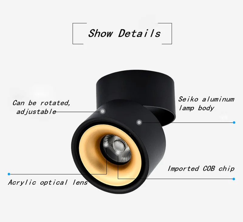 Imagem -05 - Round Recessed Led Light Spot Lâmpadas de Teto Downlight Superfície Cob Regulável Quarto Sala de Estar 9w 12w 15w 18w Ac110 220v