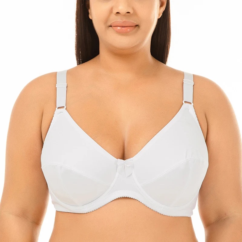 Plus Size 80-120 Big Cup C D E F G Cup Unlined Bra Women Basic Underwear Full Coverage Underwire Supportive Brassiere 6 Colors