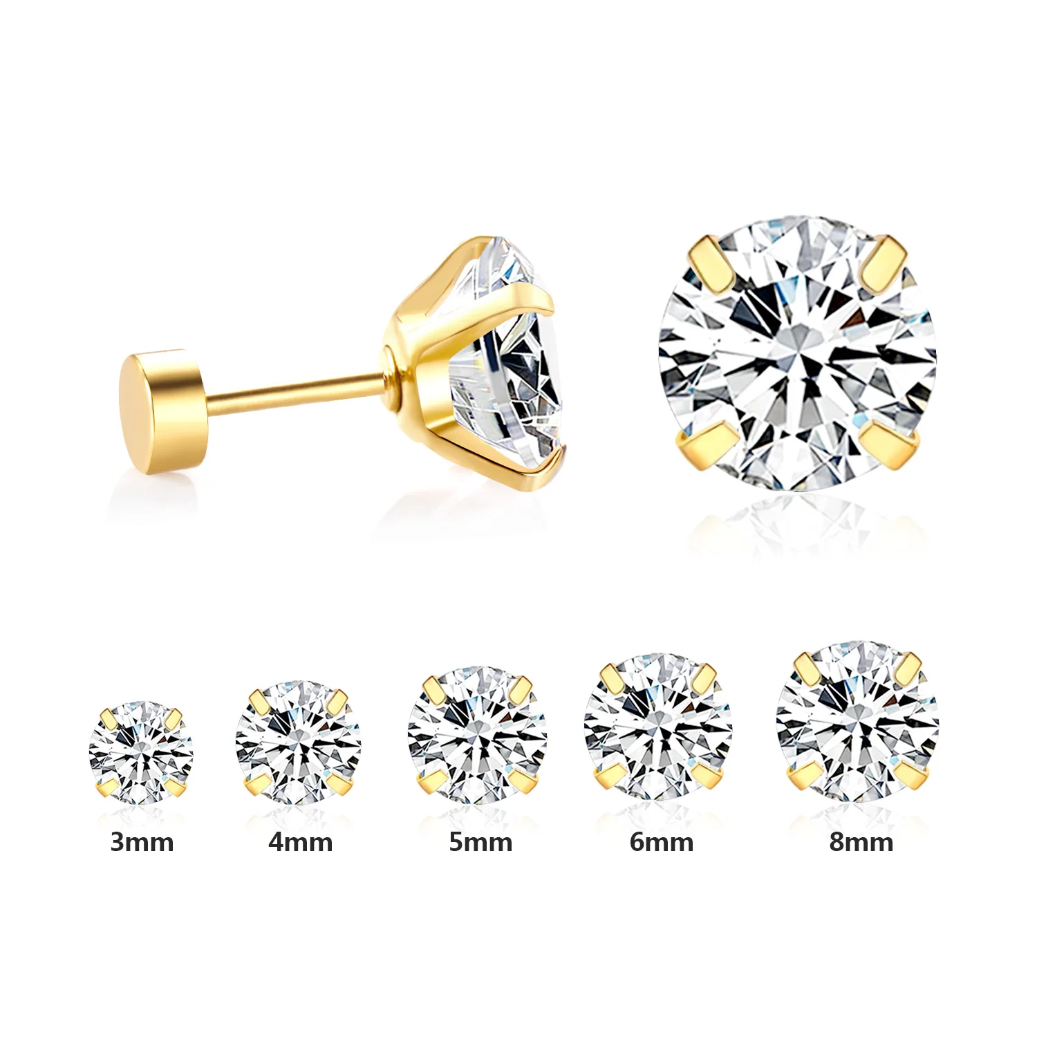 LUXUSTEEL Edelstahl Runde Kubische Zirkonia Ohrringe für Damen 2022 Silberfarben Mehrschichtig Kleine Größe Party-Ohrringe – Detail 5