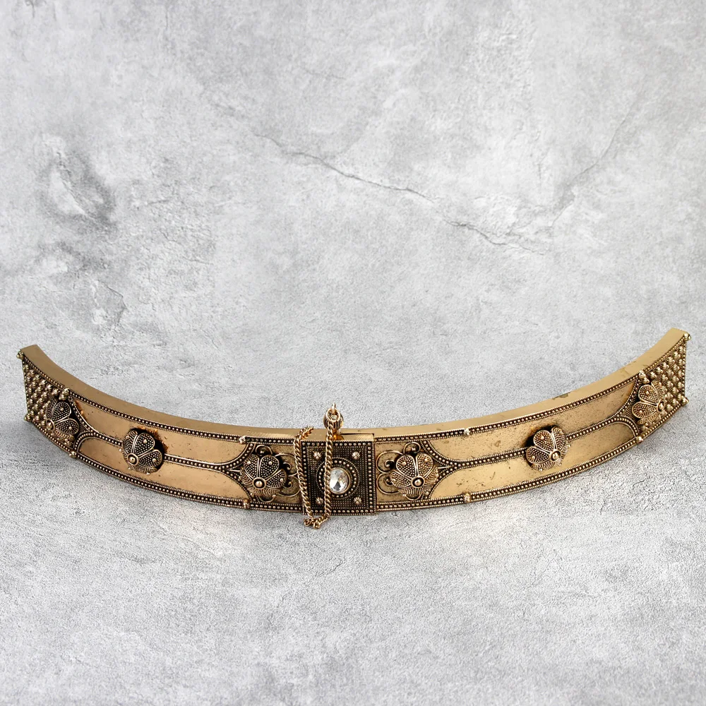 Sunspicems Caucasus Belt Women Wedding Dress Metal Belt Girdle Delicate Curve Retro Gold Silver Color Crystal Jewelry Bride Gift