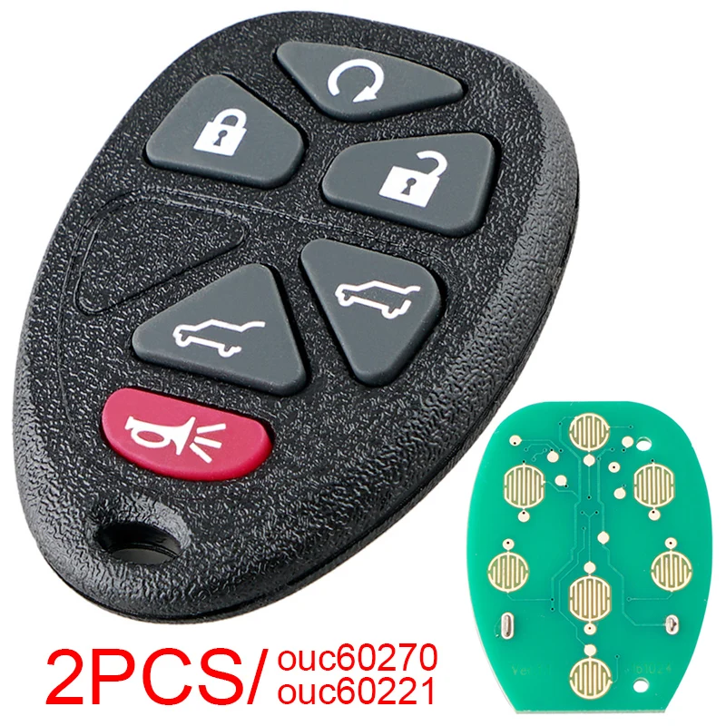 

2pcs 315Mhz 5+1 Buttons Remote Car Key Fob C60270 OUC60221 Keyless Entry for Chevy Silverado Traverse Avalanche Equinox Express