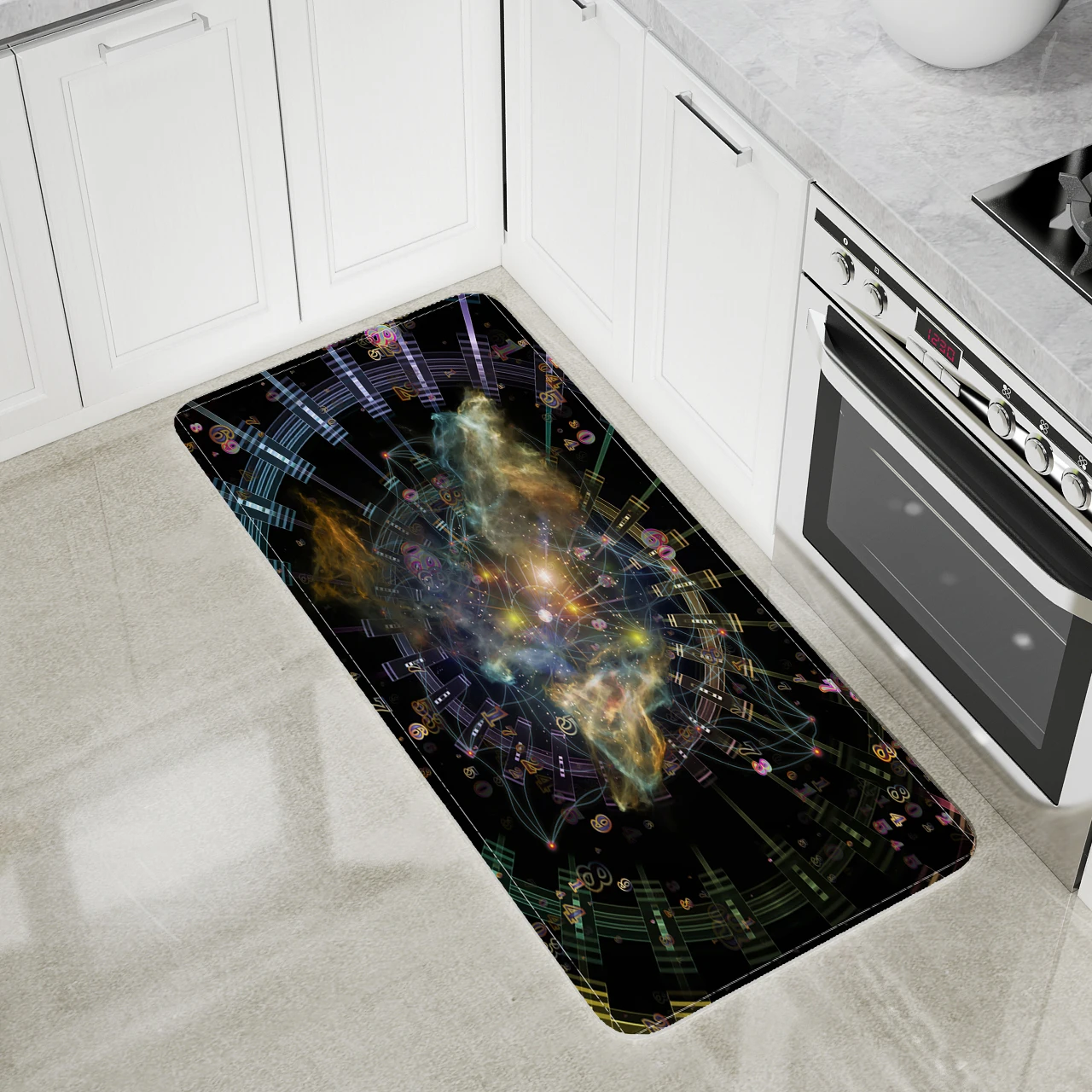 Floor Mat Digital Logic Kitchen Area Rugs Living Room Bedroom Bathroom Decor Hands of A Clock or Watch Printed Large Carpet