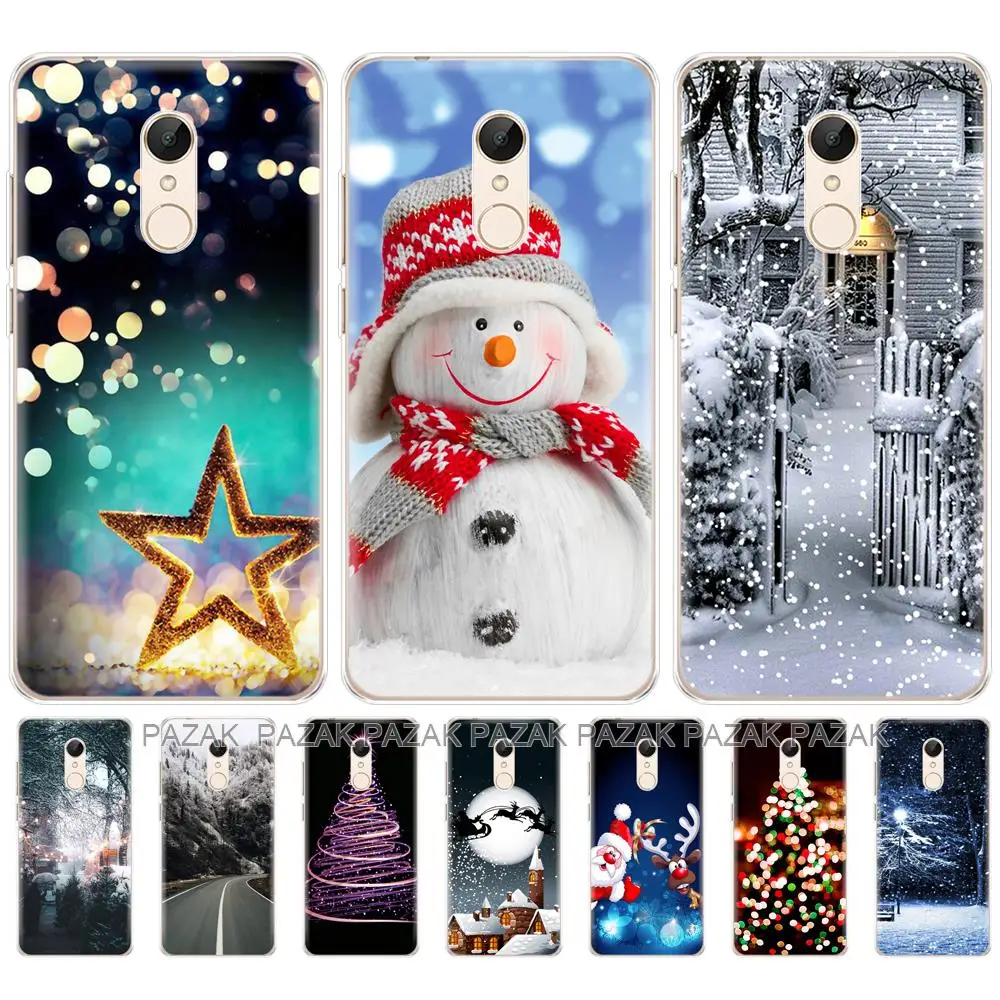 For Xiaomi Redmi 5 Plus Case 5.99 Inch Back Phone Cover For Xiaomi Redmi 5 Case 5.7 inch Bag winter christmas snow tree new year