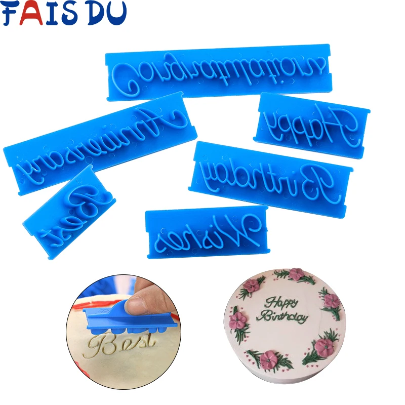 6pcs/Set Alphabet Number Letter DIY Baking Cake Mold Biscuit Cookie Stamp Embosser Fondant Decorating Tools