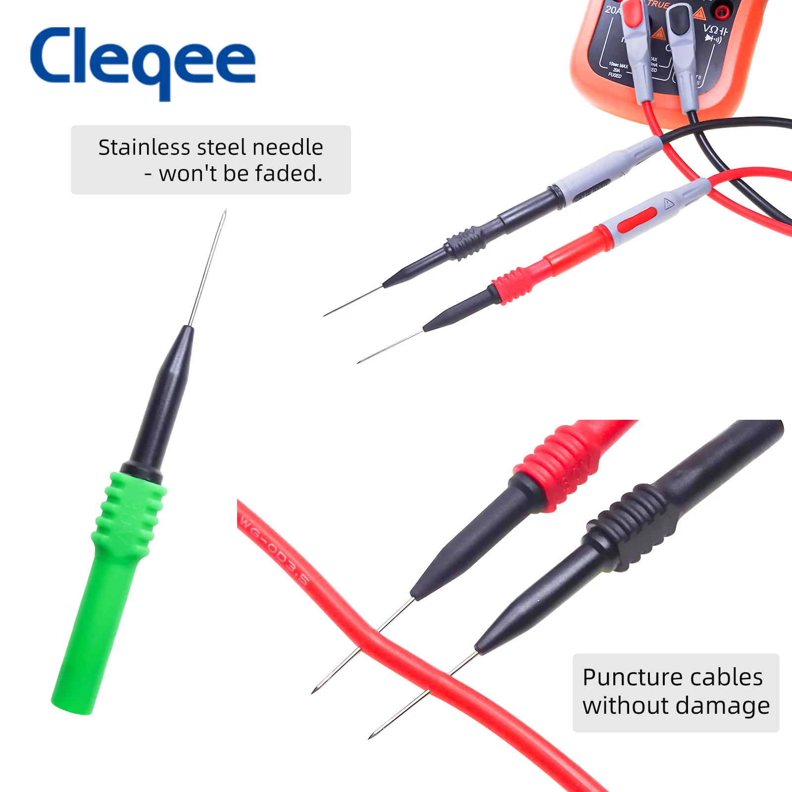 Cleqee P30009 5 قطعة عودة مسبار كيت السلامة ثقب تحقيقات ، السيارات التشخيص اختبار إبر مع 4 مللي متر جاك