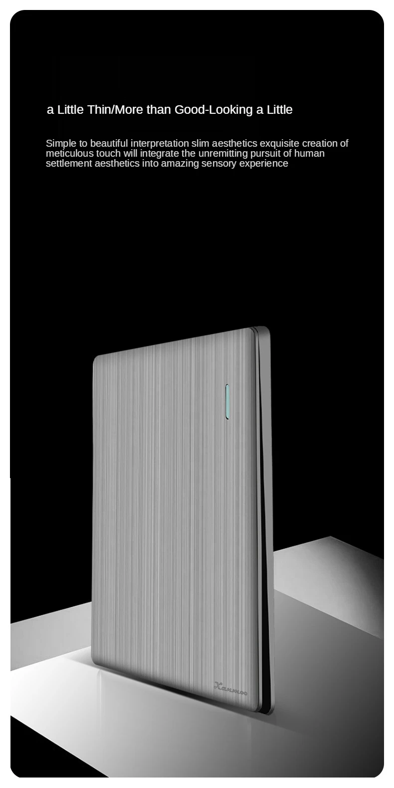 86mm Ultra-Dünne Schalter-Serie 1/2/3/4-fach 1/2-Wege PC-Panel Grau Flachpanel Verdeckter Einbau-Wandschalter-Set – Detail 8