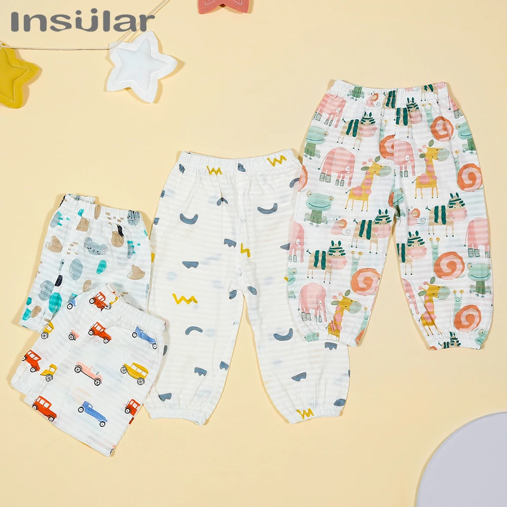 Insular Baby Anti Mosquito Pants Summer Thin Boys' Summer Clothes Ice Silk Full Lantern Pants Baby Air Conditioning Pants Kids