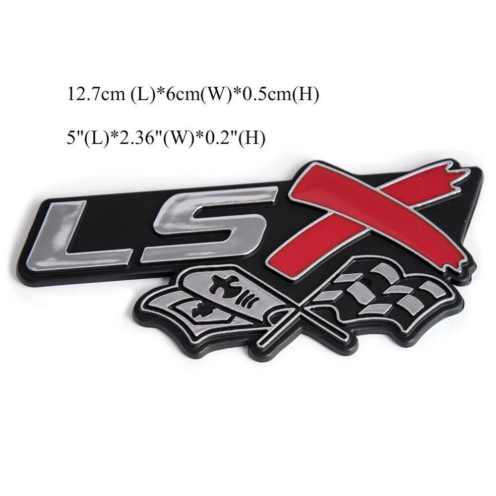 2Pcs Red LSX Racing Flag Emblem Car Fender 3D Badge Sticker for CAMARO SILVERADO