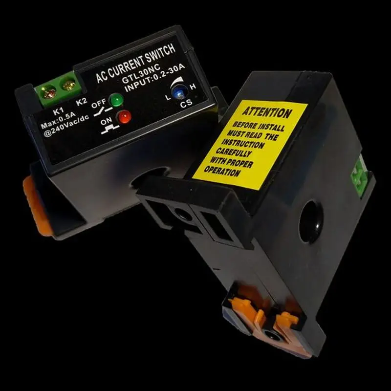 

Guideway Adjustable Current Induction Switch ~240V 0.2-30A Current Inductor Detects Current Transformer NO NC CT